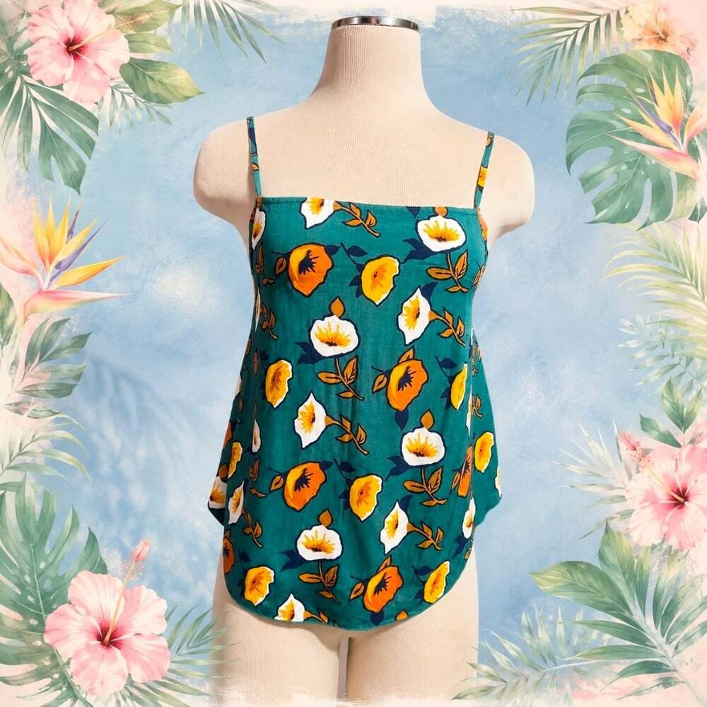 Valija Green Floral Print Tie-Back Camisole Top Size XS